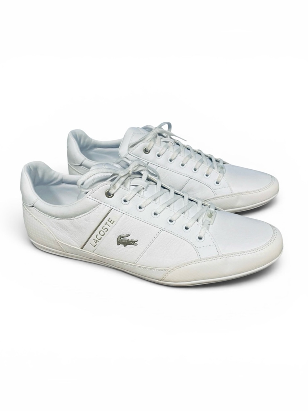 Lacoste Chaymon Men’s White Size 12 Athletic Sneakers Comfort Trainers Shoes EUC